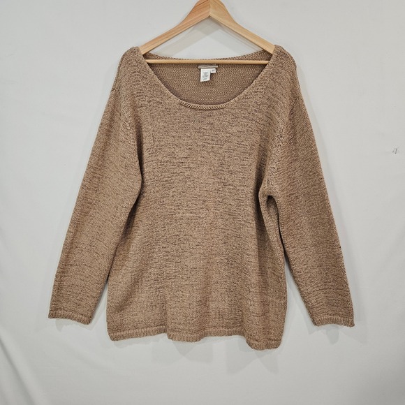 Coldwater Creek Womens Plus 3X Knit Pullover Sweater Long Sleeve Casual Neutral - Picture 1 of 11